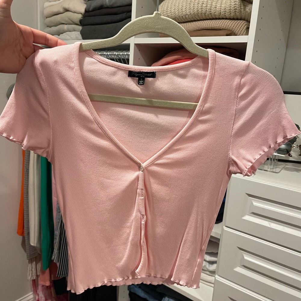 Pink button down shirt